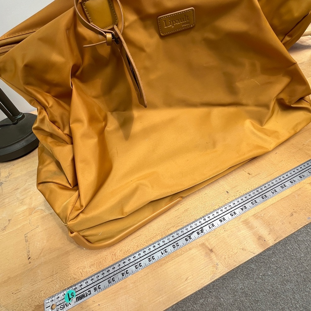 Chic Mustard Leather Rolling Tote Bag - Picture 14 of 16